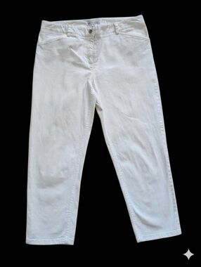 Elliott Lauren White Cropped Pants Size 12 Stretch Denim Casual